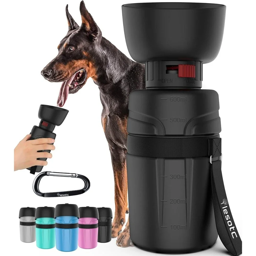 Dog Water Bottle 21oz, Portable,Travel,no leak,BPA Free- Black